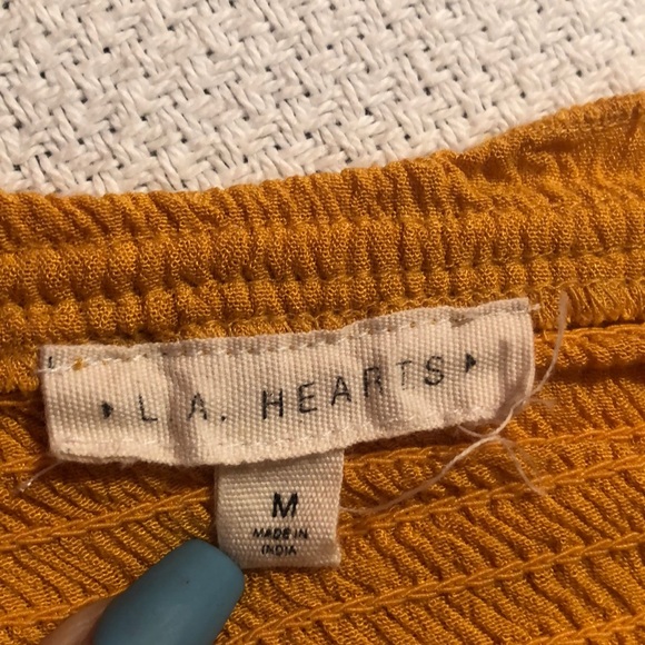 yellow L.A. Hearts cropped off the shoulder top! - Picture 2 of 2